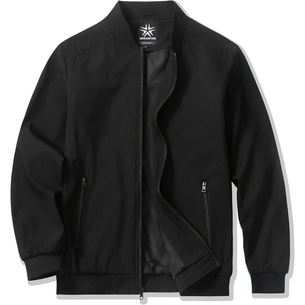 Men's Black Stylish Fashion Bomber Jackets Coats Casual Zipper Pockets